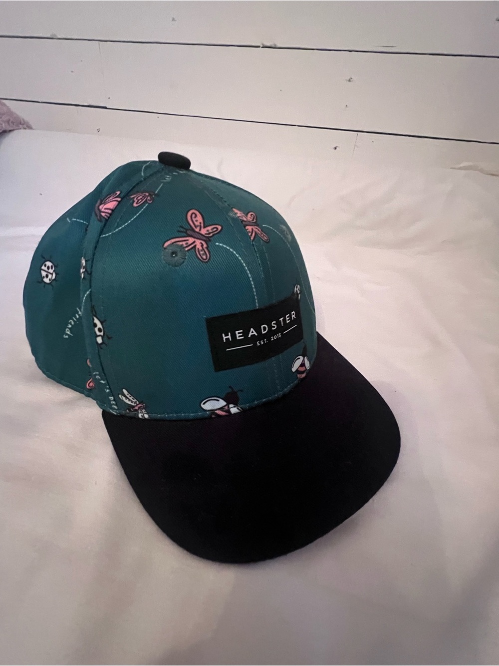 Baby Headster Teal Floral Snapback Cap with Black Brim 6-12 mo